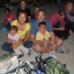 tran and family enjoy a late-night shuttle launch.